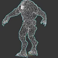 Game Movie Character 3D Model With Strong Muscular Build Rocky Gray Red Skin Texture