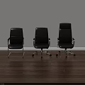 Black Leather Office Chairs With Metal Frame And Swivel Wheels For Modern Workspace