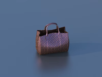 Unique Stylish Handbag With Brown Woven Grid Pattern And Comfortable Handle Design 3d model