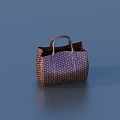 Unique Stylish Handbag With Brown Woven Grid Pattern And Comfortable Handle Design