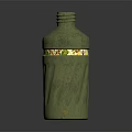 Stylish Green Household Bottle With Ribbed Body Decorative Band And Screw Cap
