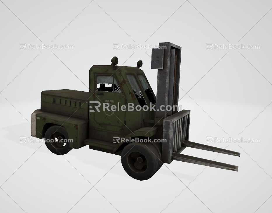 Low Mold Equipment Car Military Forklift Military Game Model 3d model