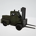 Green Military Style Forklift Truck With Cabin And Front Loading Forks For Industrial Material Handling