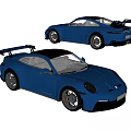 Two Blue Sports Cars With Rear Spoiler And Sleek Exterior Design