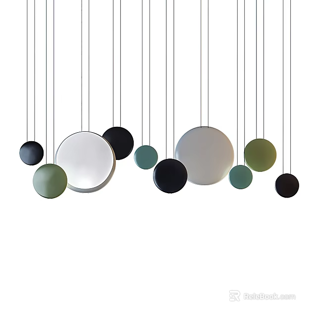 Modern Circular Pendant Lights Design With Colorful Hanging Discs 3d model
