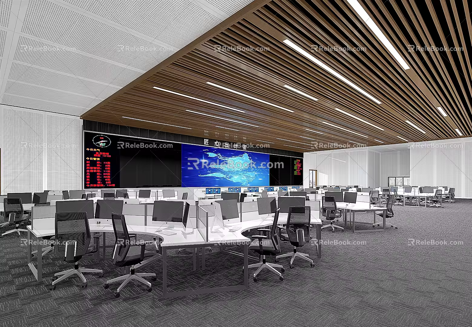 Modern Command Center Open Open Office Command Room 3d model