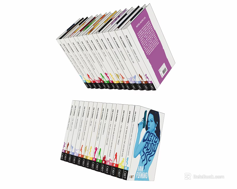 Stack of Colorful Books with Female Image and Title Text on Covers 3d model 