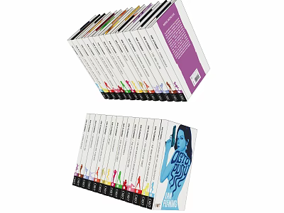 Stack of Colorful Books with Female Image and Title Text on Covers 3d model