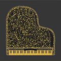 Luxurious Golden Grand Piano Decorated with Sparkling Art Materials and Intricate Black Keys