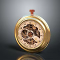 Vintage Mechanical Pocket Watch With Gold Case And Intricate Gear Design On Dark Background