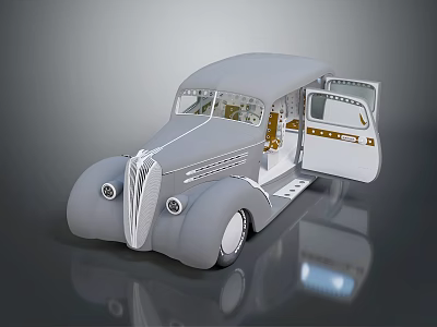 Classic Vintage Car With Open Doors And Detailed Interior Design 3d model Classic Vintage Car With Open Doors And Detailed Interior Design 3d model