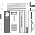 Various Types of Air Conditioners and Fans Including Different Models on Display Collection