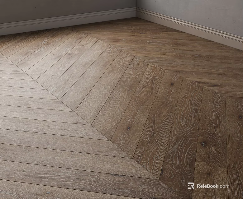 Herringbone Pattern Wooden Flooring With Light Brown Natural Wood Grain In Modern Room Interior 3d model 