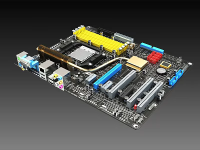 Modern Computer Motherboard Motherboard 3d model