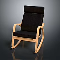 Stylish Black Cushioned Rocking Chair With Wooden Frame And Dark Gradient Background