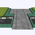 Modern Building Entrance Feature Wall With Green Plants Glass Door And Paved Ground
