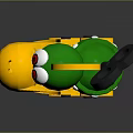 Cartoon Toy With Green Body Yellow Mouth Feet Black Key And Green Mushroom Decorations