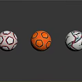 Colorful Soccer Balls With Red White Orange And Blue Patterns On Reflective Background