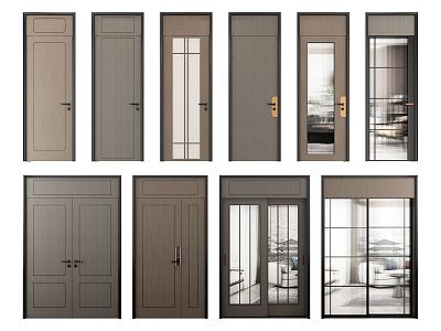 New Chinese Style Swing Door Single Door Combination 3d model