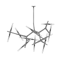 Modern Geometric Chandelier Design With Multiple Intersecting Arms And Transparent Rods 3d model