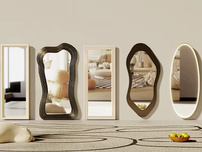 Stylish Decorative Mirrors With Various Shapes And Modern Frame Designs For Home Interior 3d model