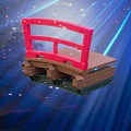 Red Bridge Scenic Structure With Wooden Base And Starry Blue Light Background