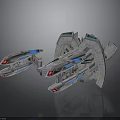 3D Rendered Aerospace Spaceship Design With Blue Red Details And Gray Structure