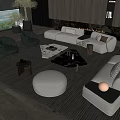 Modern Living Room Sofa and Coffee Table Set With Armchairs Area Rug and Decorative Accents