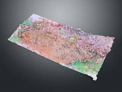 Terrain Model Showing Colorful Surface With Green Vegetation And Brown Soil Features 3d model