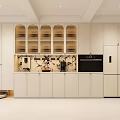 Modern Kitchen Interior Design With Wine Cabinet White Cabinets And Appliances