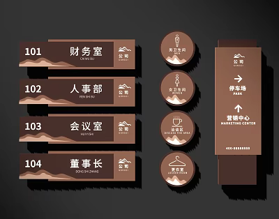 Office Department Room Number Signs Featuring Financial Personnel Meeting Room Director Labels And Icons 3d model