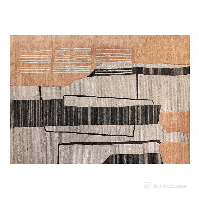 Stylish Rug With Abstract Geometric Patterns Color Blocks And Lines 3d model