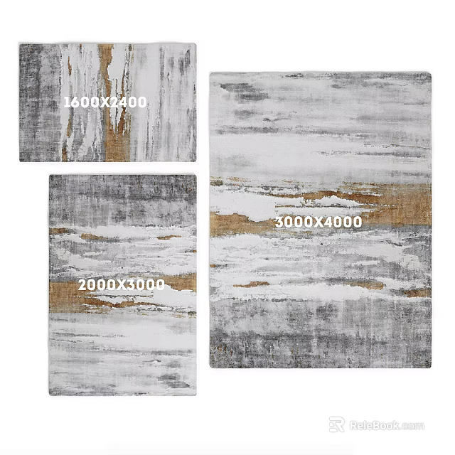 Modern Square Rugs Featuring Gray White Brown Abstract Texture And Various Large Sizes 3d model