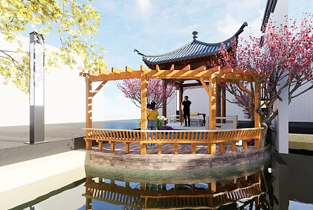 Chinese Pavilion Ancient Well 3d model