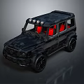 Rugged Off Road Car With Black Camouflage Exterior Red Seats And Roof Spotlights