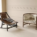 Leisure Chairs Rocking And Armchair With Wooden Frame Brown Cushion Checkered Pillow In Minimalist Room