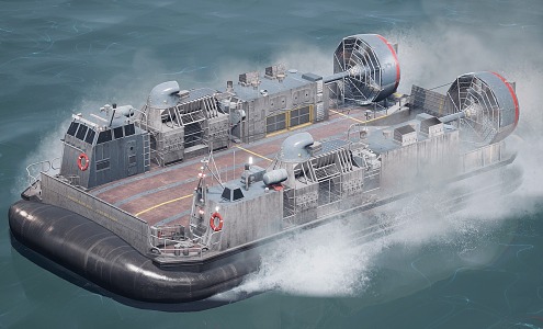 air cushion landing craft warship amphibious landing craft 3d model