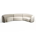 Modern Curved Beige Sectional Sofa With Soft Upholstered Fabric And Comfortable Seats