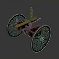 Old Fashioned Wheeled Weapon With Large Wooden Wheels And Metal Barrel