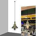 Vintage Brass Pendant Light With Exposed Bulb In Minimalist Interior