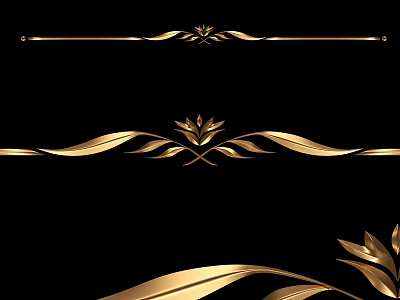 Golden Carving Art With Leaf Patterns And Artistic Decorative Details 3d model