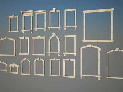 Architectural Building Components Including Various Door And Window Frames With Different Styles Shapes And Sizes 3d model