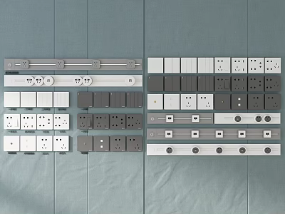 Modern Electrical Outlets And Switch Panels For Home Use With Various Colors And Designs 3d model