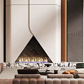 Duplex Living Room With High Ceiling Chandelier Fireplace And Modern Interior Design