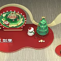 Festive Christmas Decorations With Wreath Tree Snowman And Gift Boxes 3d model