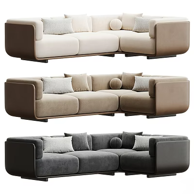 Modern Corner Sofa Upholstery In Different Tones With Soft Cushions And Sleek Design 3d model