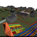 Outdoor Playground Equipment In Traditional Village With Colorful Slides Climbing Frames And Trees