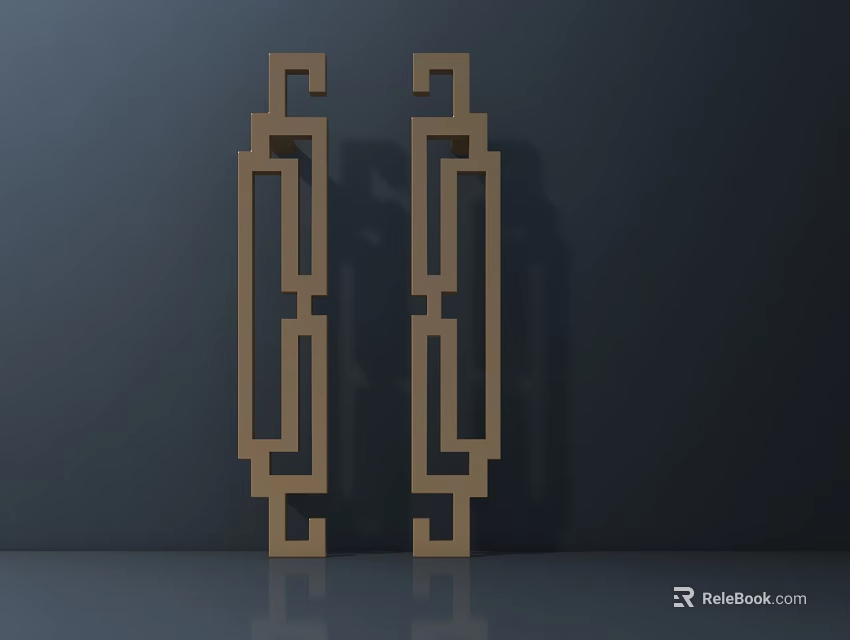 Golden Ornate Geometric Pattern Decorative Hardware Tools For Furniture 3d model 