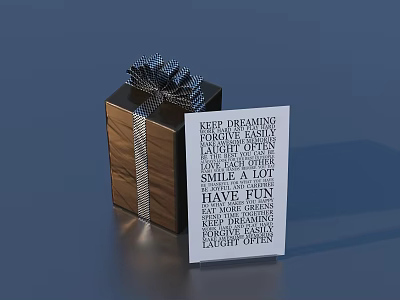 Brown Gift Box With Black Bow And Inspirational Quote Card For Daily Life Use 3d model