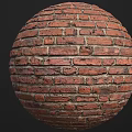 Red Brick Floor Tiles Sphere Display with Detailed Texture and Classic Design Style